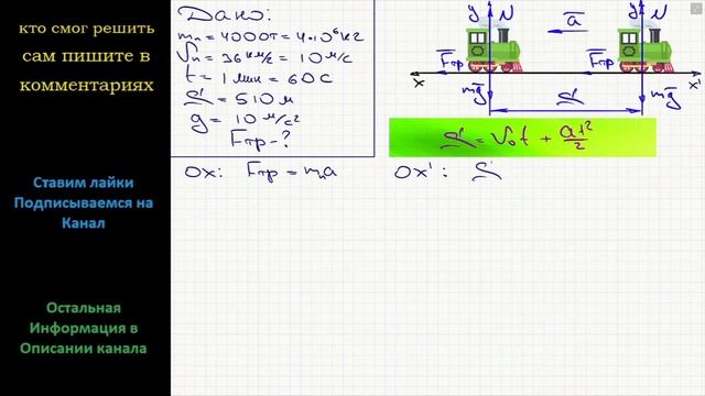 Физика Поезд масса которого 4000 т, движущийся со скоростью 36 км/ч начал торможение За 1 минуту смотреть онлайн