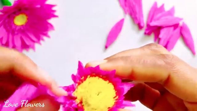 How To Make Gerbera Crepe Paper Flowers/love Flowers/DevIL AnGeL Crafts.