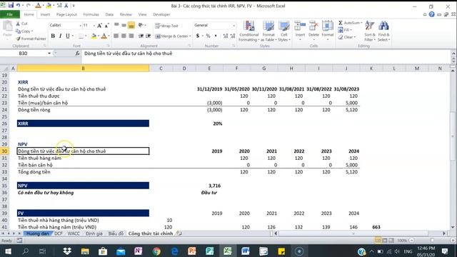 Các công thức tài chính IRR, XIRR, NPV, FV, YIELD, DURATION смотреть онлайн