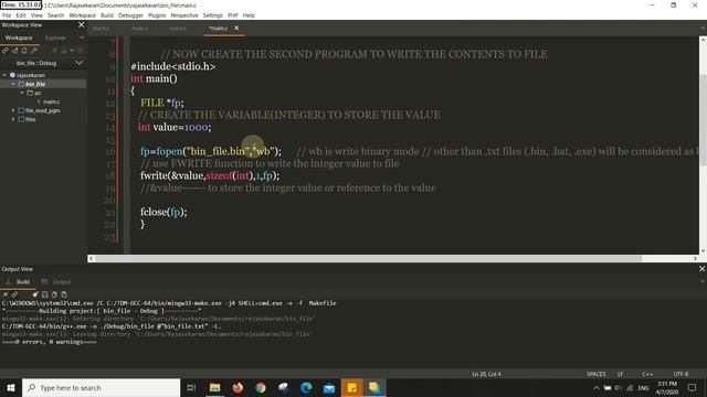 Creating Binary Files in C - File Creation , Read & Write смотреть онлайн