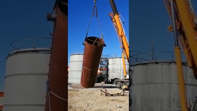 Установка рулона резервуара РВС-600 м3 в вертикальное положение смотреть онлайн