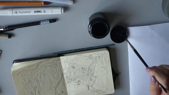 заполняю инктябрьский скетчбук// как я веду inktober 2020 смотреть онлайн