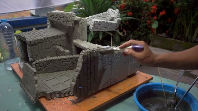 Build A Waterfall Aquarium Decoration Ideas ( Aquarium Dioramas ) Using WASTE WOODBOARD + Styrofoam