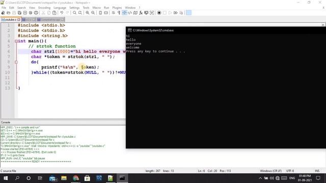 strtok function in c explained in tamil || #strtok смотреть онлайн