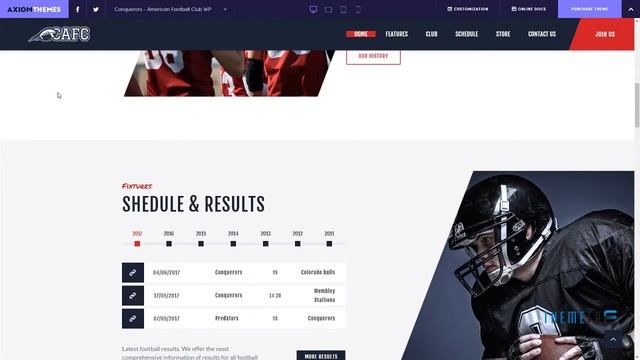 Conquerors American Football Club WordPress Theme Gore Delano смотреть онлайн