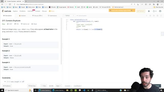 Contains Duplicate - Leetcode 217 - Python смотреть онлайн