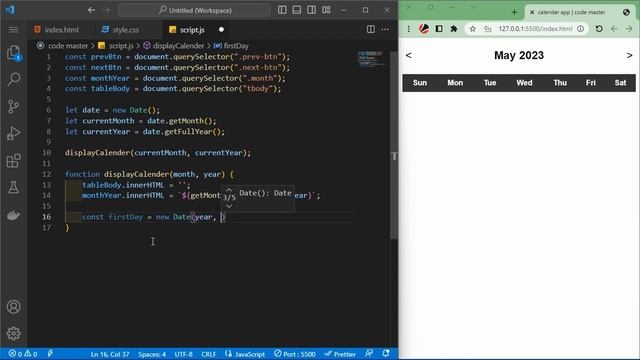 How to create a dynamic calender using HTML&Css and Java script смотреть онлайн