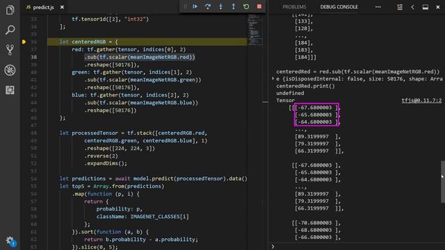 TensorFlow.js - Examining tensors with the debugger смотреть онлайн