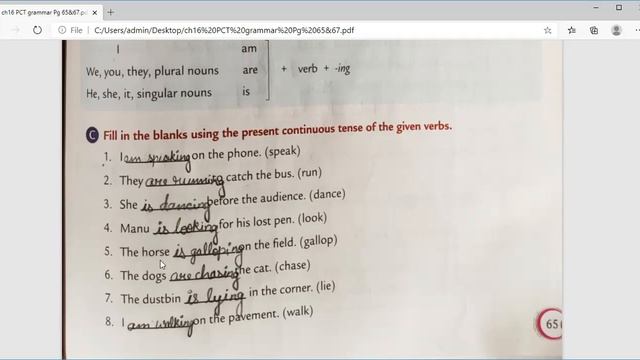 class 3 english grammar ch 16 THE SIMPLE PRESENT AND PRESENT CONTINUOUS TENSES PG(65 &66) смотреть онлайн