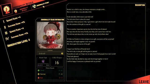 Lobotomy Corp Abnormalities ~ Laetitia