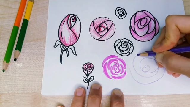 Testing 11 ways how to draw a stylized rose// Как нарисовать розу 11 способов/ how to doodle rose/ смотреть онлайн