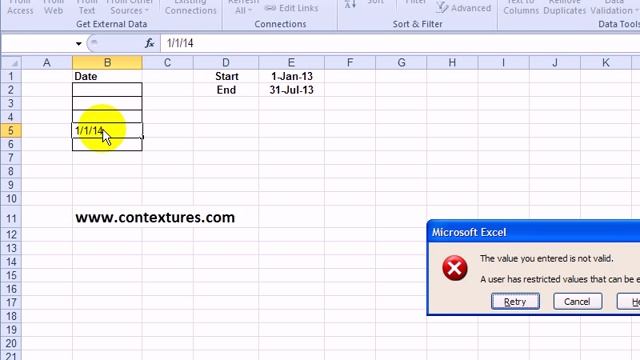 Restrict Dates With Excel Data Validation смотреть онлайн