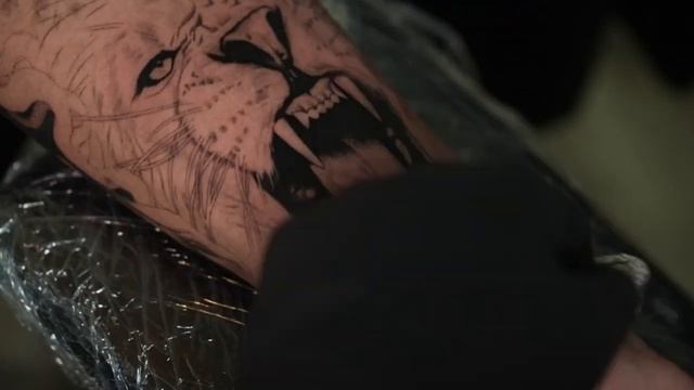 REALISTIC BLACK AND GREY LION TATTOO TIMELAPSE | 3 LINER ONLY смотреть онлайн