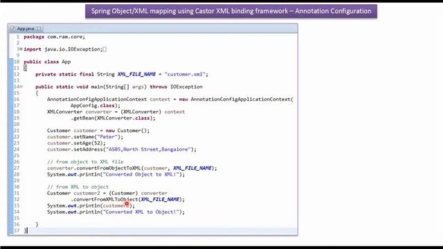XML Marshalling and UnMarshalling using Spring and Castor XML binding framework - Annotation Config смотреть онлайн