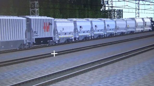 Minecraft SD-70MAC & cargo train Товарный поезд в Майнкрафте (Traincraft mod) смотреть онлайн