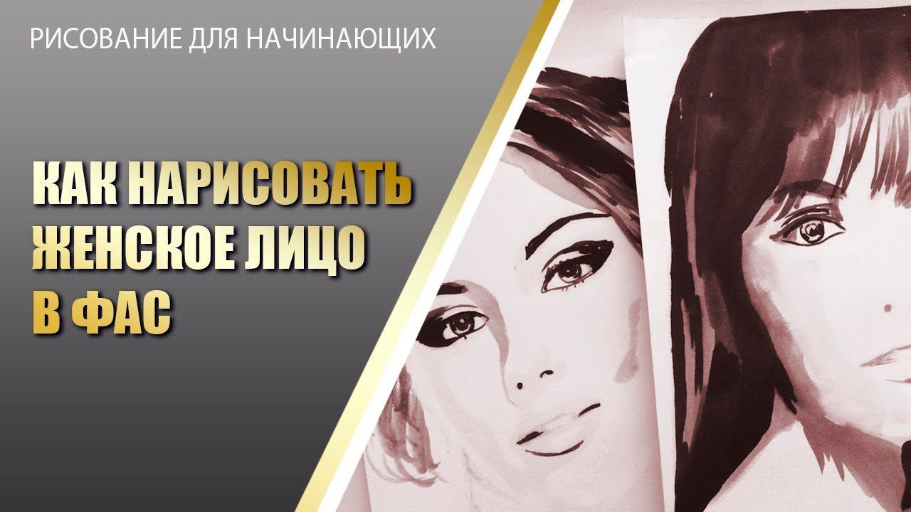 Как нарисовать лицо в фас. Уроки рисования. Как нарисовать портрет пошагово. смотреть онлайн