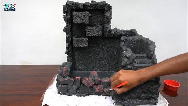 DIY Tabletop Aquarium Fountain | Waterfall Aquarium Mini Landscape Using Styrofoam & Cement