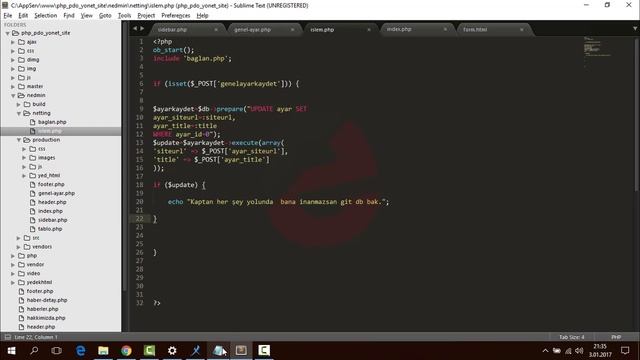 87-Php Dersleri - Bölüm 11- Pdo Yönetim Panelli Porto Firma Scripti Site Ayarları yönetim modülü-03 смотреть онлайн
