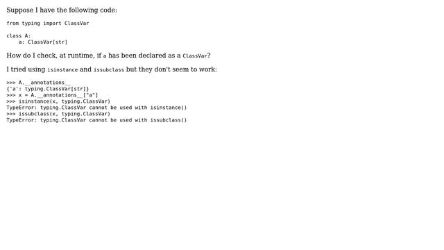 How to check if an annotation is a ClassVar in Python? смотреть онлайн