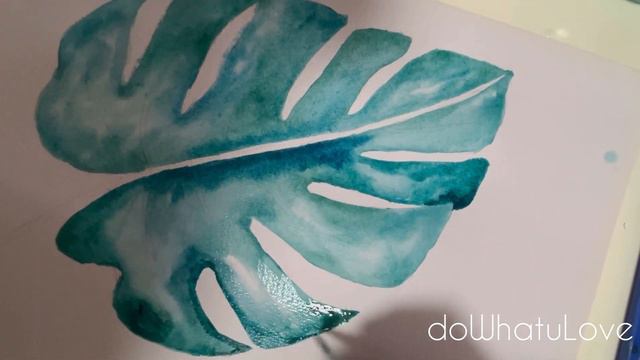 Painting a Monstera leaf with watercolour | Watercolour paintings | Watercolour drawings смотреть онлайн