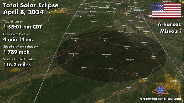 Flyover North America for the Total Solar Eclipse of April 8, 2024 смотреть онлайн