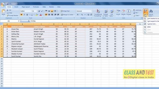 Excel 54 - Arrange data in Ascending or Descending order смотреть онлайн