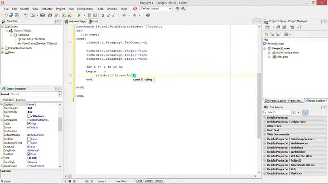 Delphi - Set Tab Stops смотреть онлайн