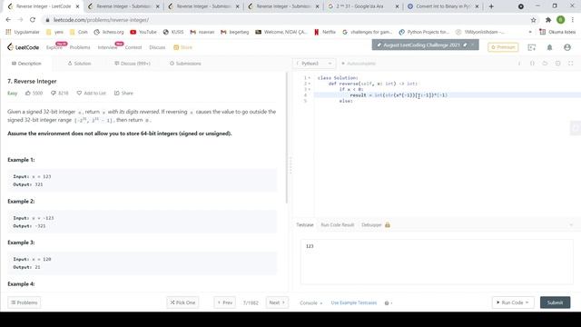 LeetCode Reverse Integer Solution with Python3 смотреть онлайн