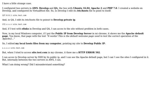 Apache server throw me 502 error when I try to access site with Public IP смотреть онлайн