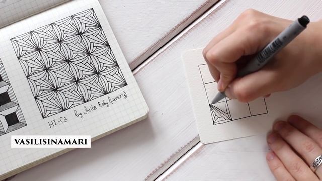 VASILISINAMARI zentangle tutorial pattern "HI-CS" (узор зентангл) смотреть онлайн