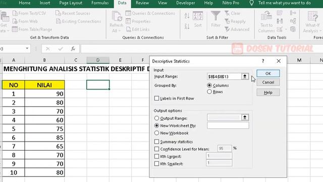 Menghitung Analisis Statistik Deskriptif di Excel | Mean, Median, Modus, Standar Deviasi смотреть онлайн