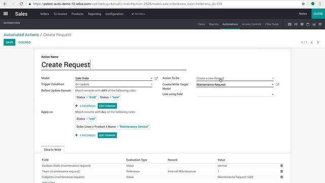 Odoo V12 - Automated Actions (how to create a new record based on certain conditions being met) смотреть онлайн