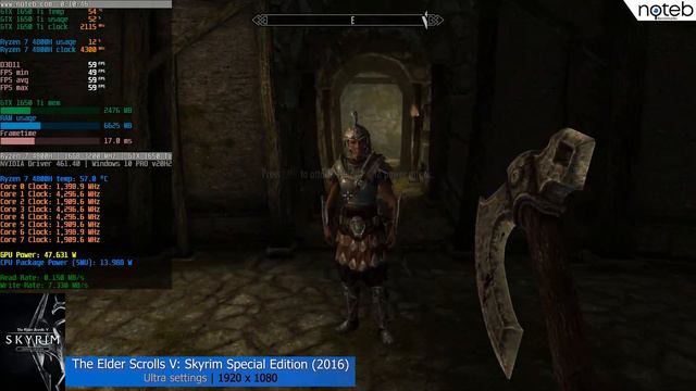 Skyrim - Lenovo Legion 5 AMD (2020) benchmark gameplay | GTX 1650 Ti + Ryzen 7 4800H | смотреть онлайн