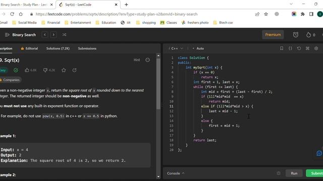 Sqrt(x) | LeetCode Problem Solving Series смотреть онлайн