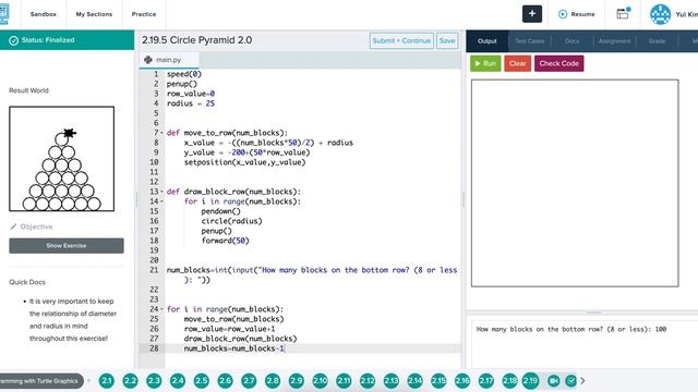 CodeHS - 2.19.5 Circle Pyramid 2.0 смотреть онлайн