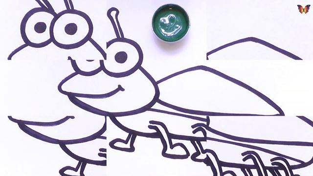 Как нарисовать и раскрасить милого жука. Раскраска для детей. Изучаем цвета. Раскраски малышам смотреть онлайн