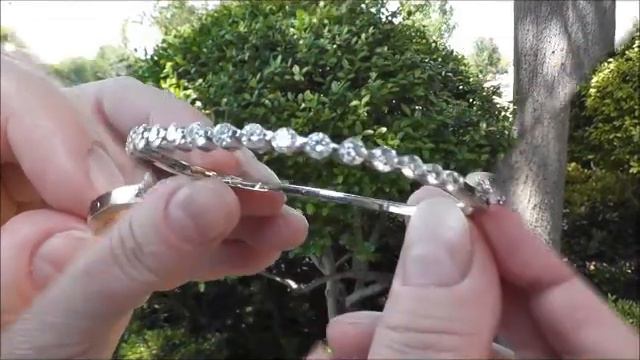 Fine 230ct Large Diamond Bangle Bracelet 14K White Gold 13gr Estate Jewelry смотреть онлайн