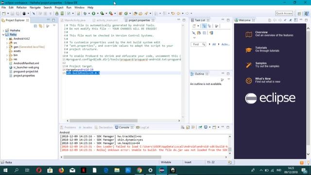 Tutorial ecplise ( unable to build the file dx.jar was not loaded from the sdk folder) смотреть онлайн