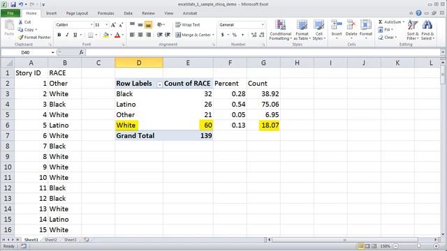 Conducting a one sample chi square analysis in Microsoft Excel 2010 смотреть онлайн