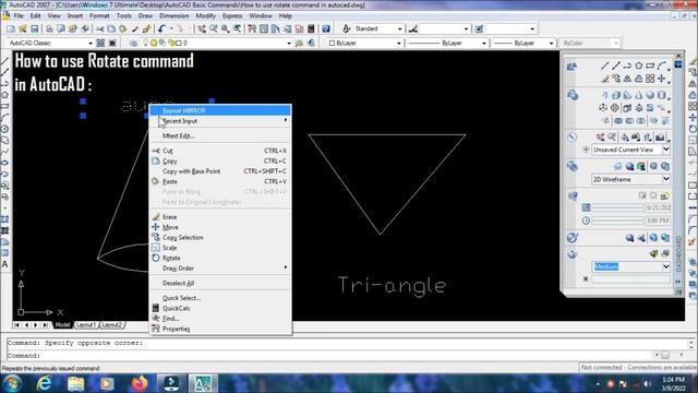 How to use rotate command in Autocad | Auto cad Basic | Created By Malkaण Bros & team (English) смотреть онлайн