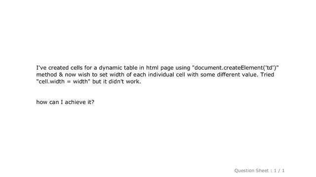 HTML : how to set cell width in javascript just after creating it with 'document.createElement()' m смотреть онлайн