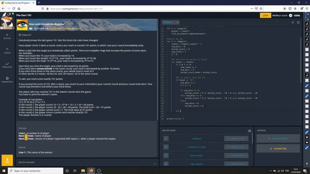 [Codingame - Puzzle facile] - 35. The Dart 101 [Python3] смотреть онлайн