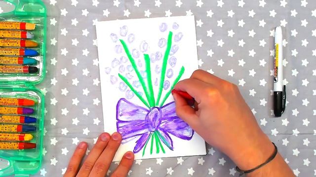 Букет цветов / Рисуем открытку на 8 марта масляной пастелью смотреть онлайн