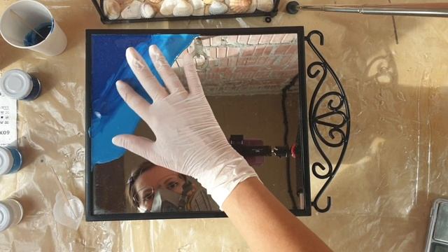 Декор зеркала из ИКЕА море из эпоксидной смолы и ракушки. смотреть онлайн