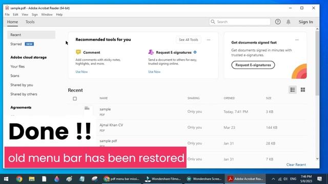 How To Restore Menu Bar In Adobe Reader | Adobe Reader Tools Menu Missing | PDF Toolbar Missing