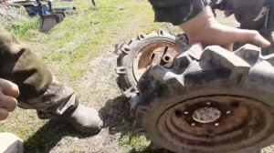 спаренные колёса для мотоблока их устройство и крепление груза.