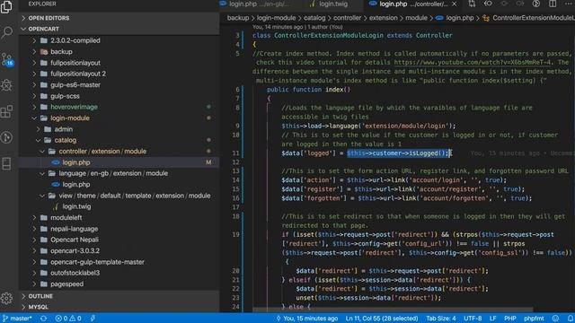 Opencart module development tutorial Single Instance module front-end login module documentation смотреть онлайн