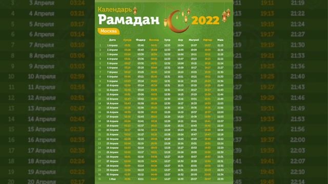 МОСКВА РАМАЗОН ТАКВИМИ 2022 // MOSKVA RAMAZON TAQVIMI 2022 // МОСКВА РАМАДАН 2022