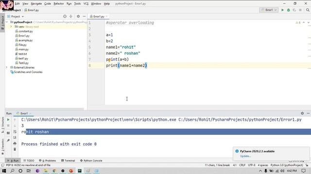 Operator Overloading in Python overview | Python Tutorials For Absolute Beginners In Hindi #9.1 смотреть онлайн