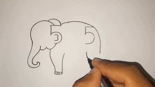 How To Draw Elephant From Number 55 l Drawing Pictures l Elephant Drawing Easy For Beginners.Drawin смотреть онлайн
